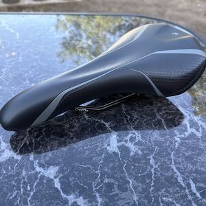 Bontrager Evoke 2 Cromo Cycling Saddle Titanium Rails Black Gray Seat Racing